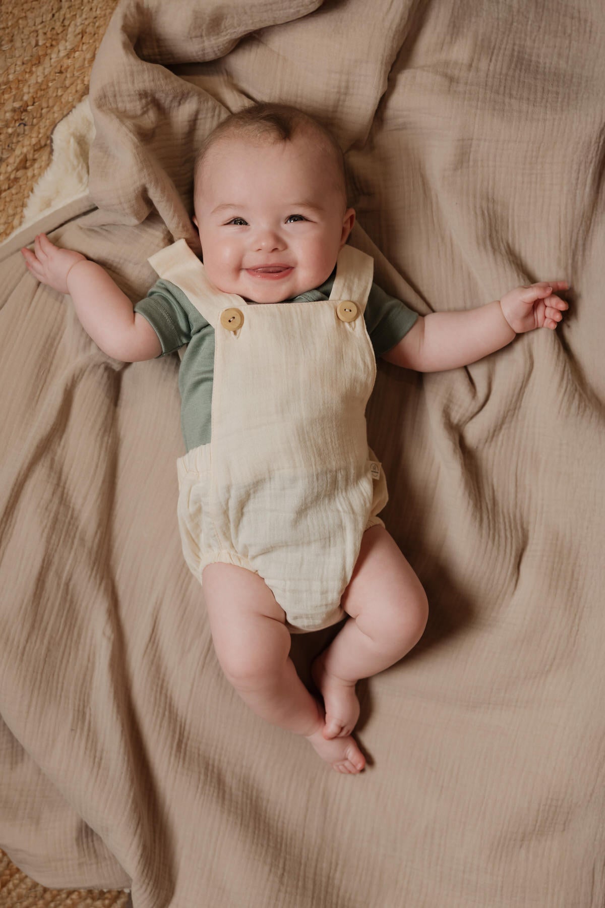 Muslin short dungarees, GOTS