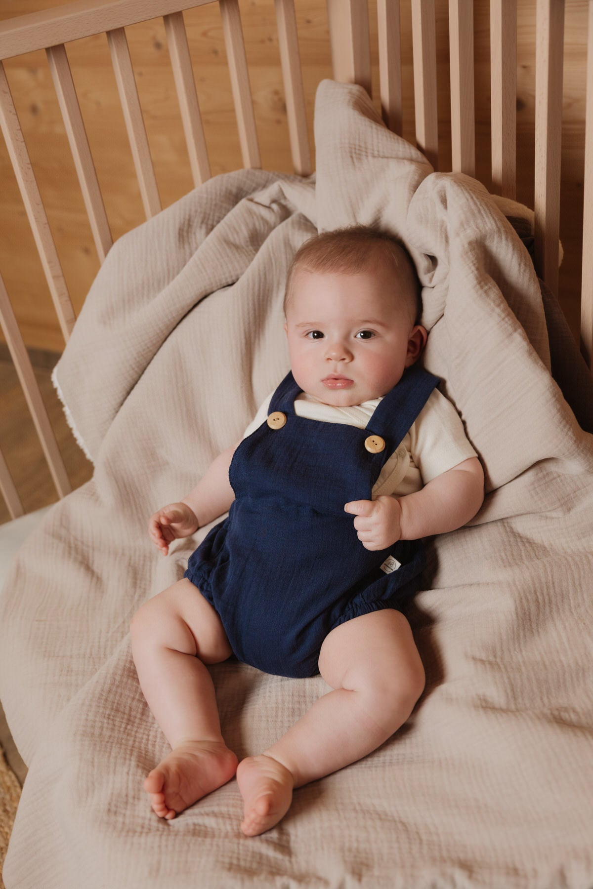 Muslin short dungarees, GOTS