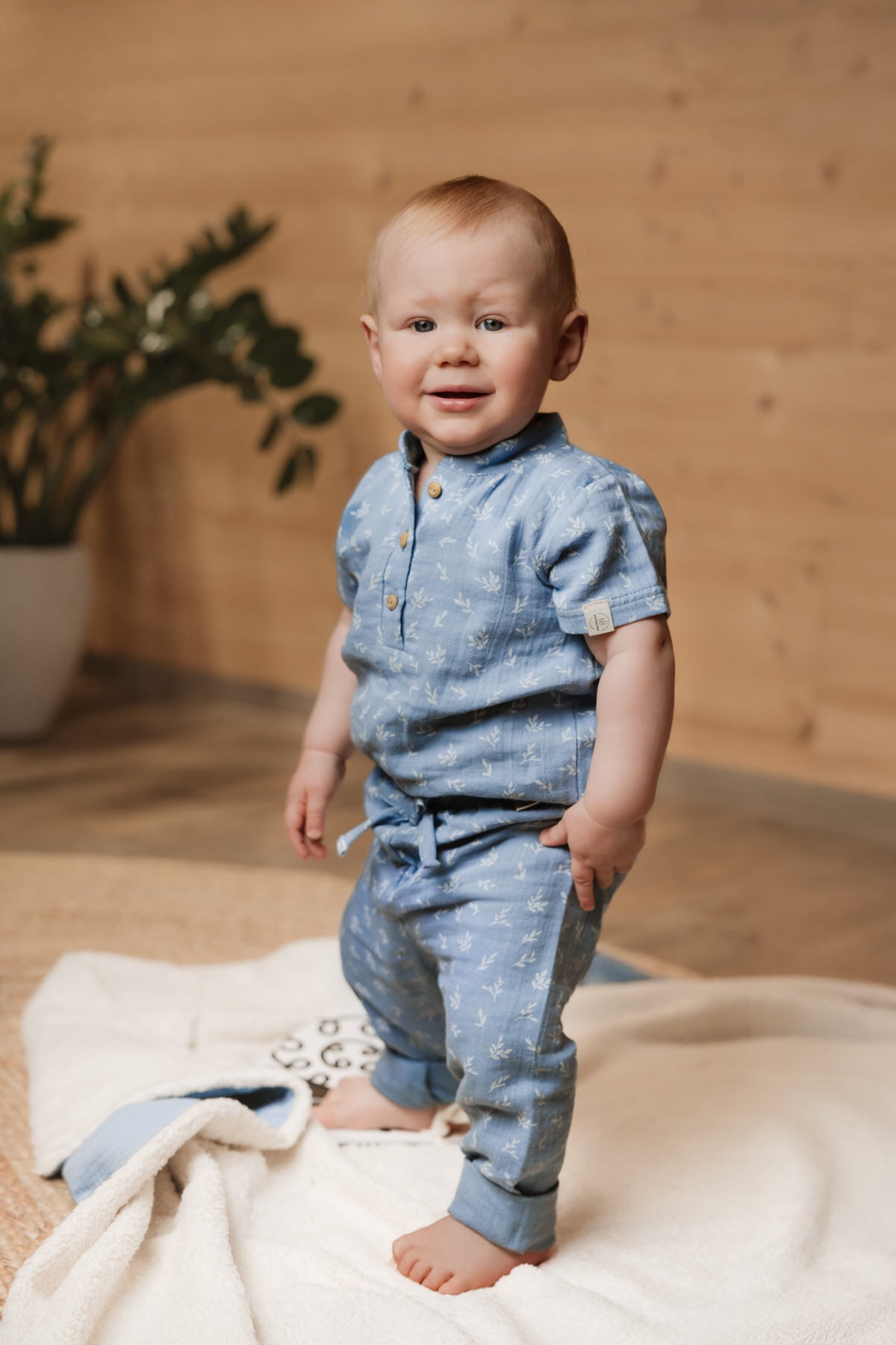 Muslin short-sleeved shirt, GOTS