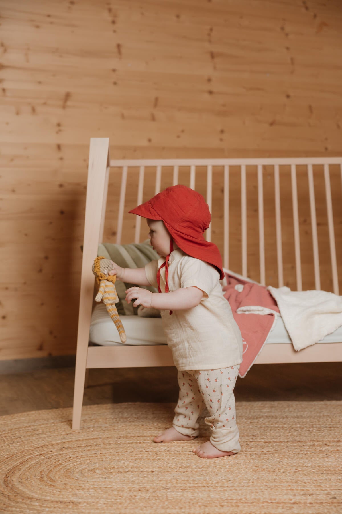 Muslin Sun Hat with Neck Flap, GOTS