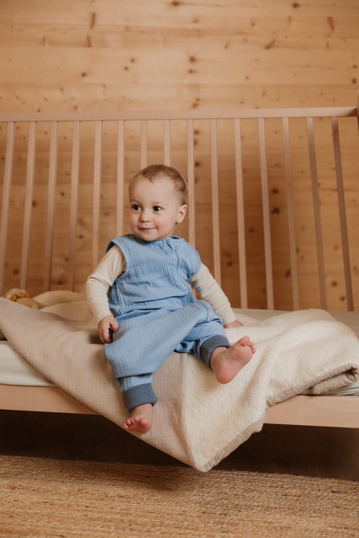Muslin Summer Sleeping Bag with Leg Openings, GOTS