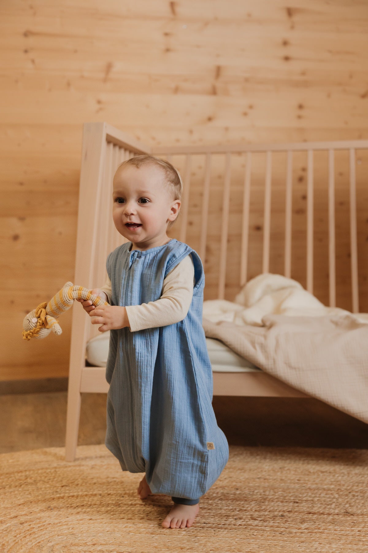 Muslin Summer Sleeping Bag with Leg Openings, GOTS
