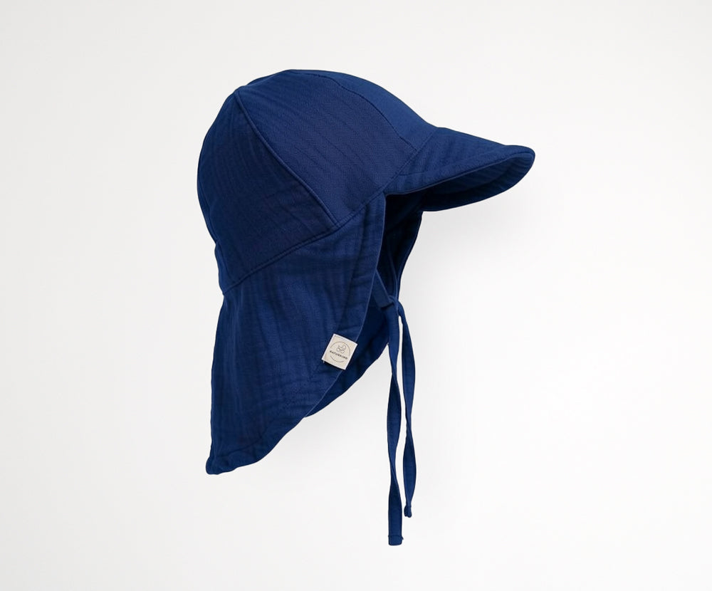 Muslin Sun Hat with Neck Flap, GOTS