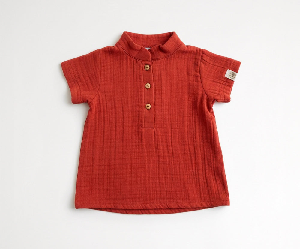 Muslin short-sleeved shirt, GOTS