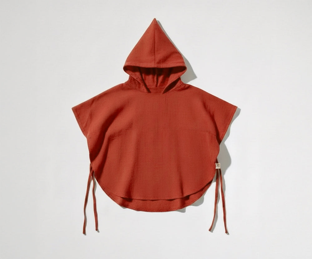 Muslin Poncho with Hood, GOTS