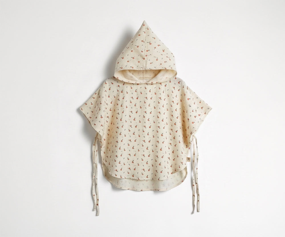 Muslin Poncho with Hood, GOTS
