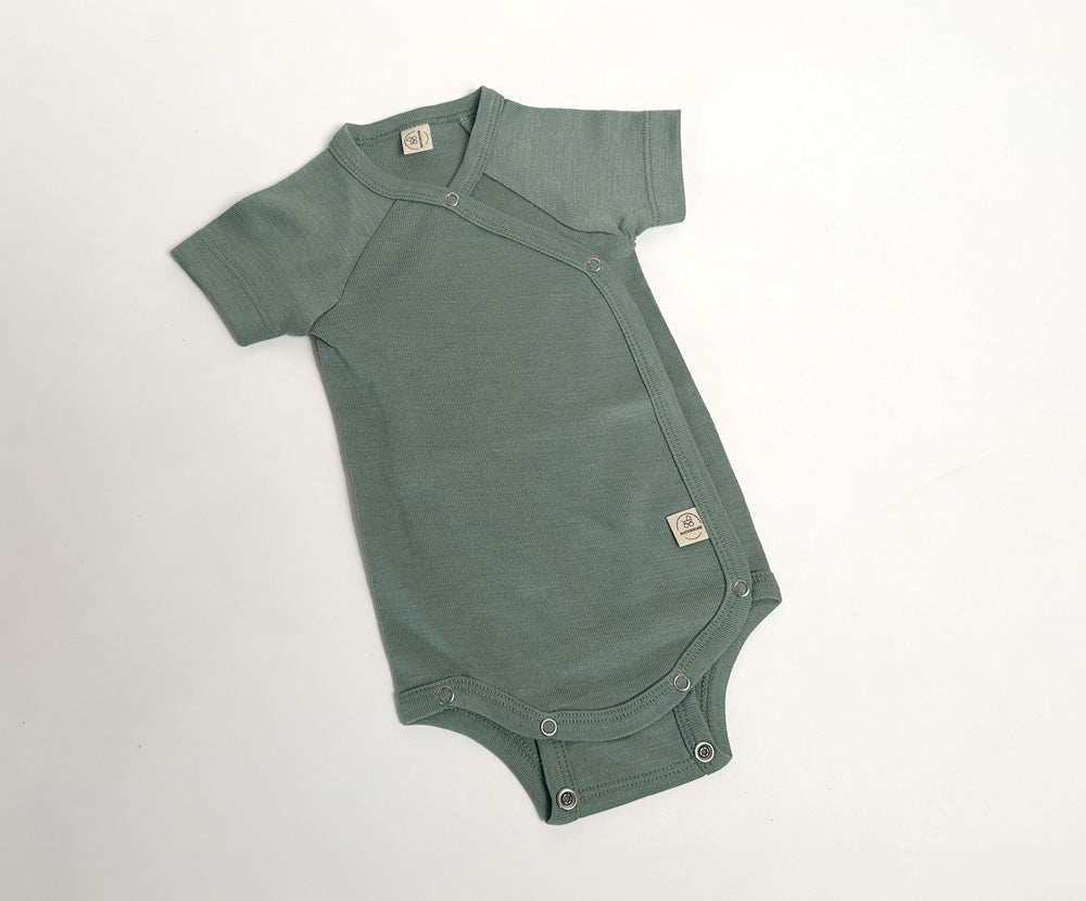 Wool & silk bodysuits short-sleeved, GOTS