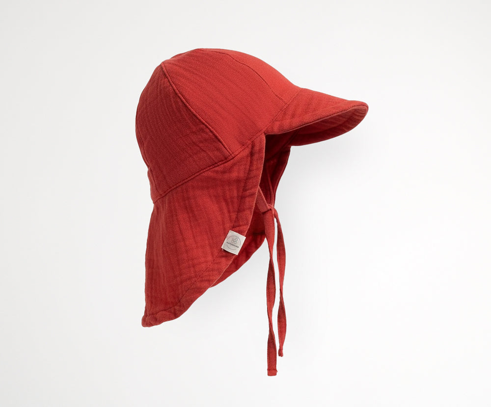 Muslin Sun Hat with Neck Flap, GOTS