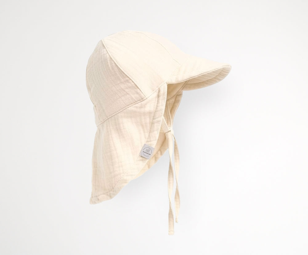 Muslin Sun Hat with Neck Flap, GOTS