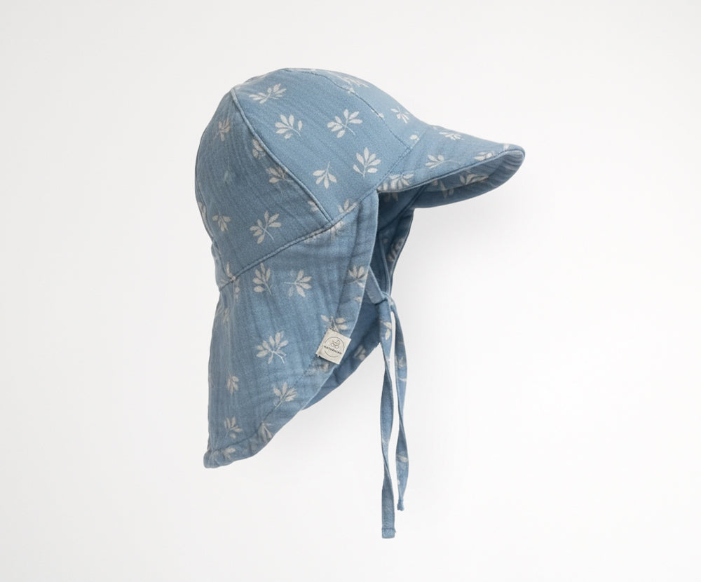 Muslin Sun Hat with Neck Flap, GOTS
