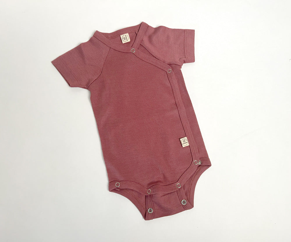 Wool & silk bodysuits short-sleeved, GOTS