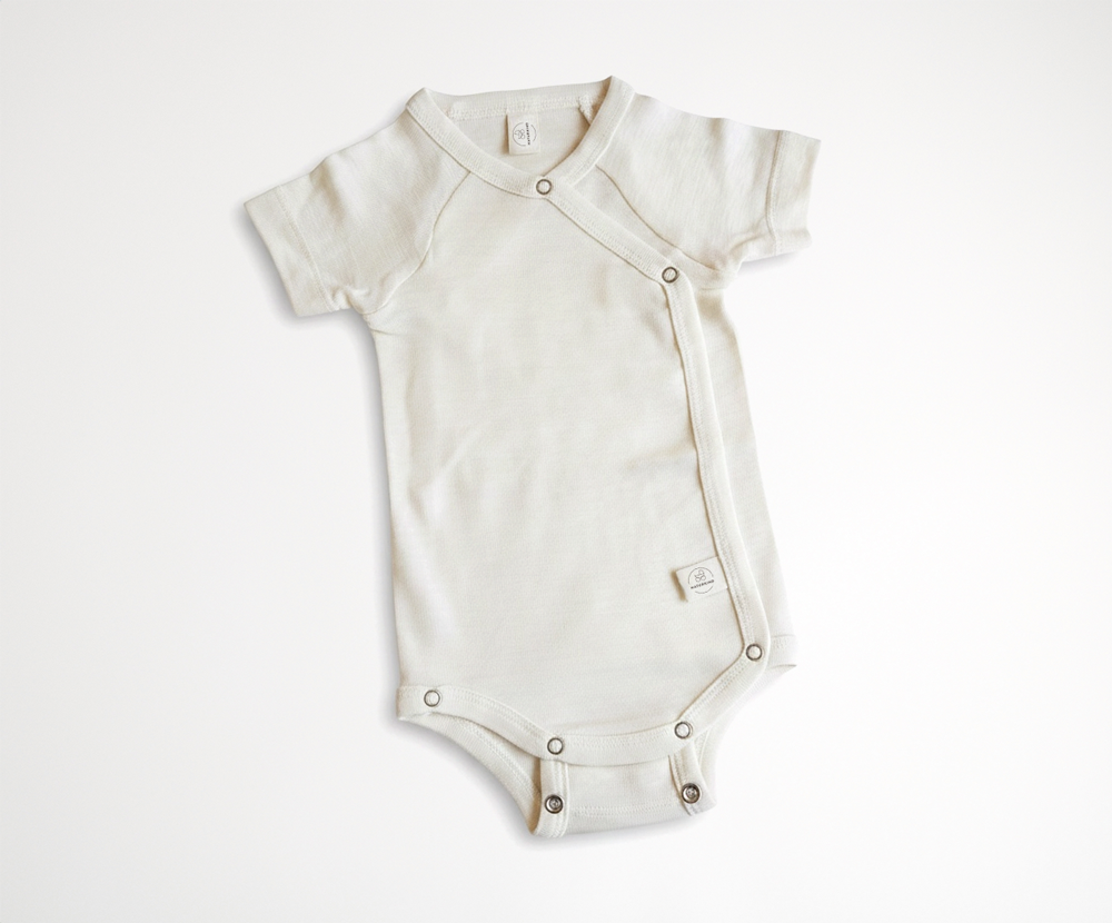 Wool & silk bodysuits short-sleeved, GOTS